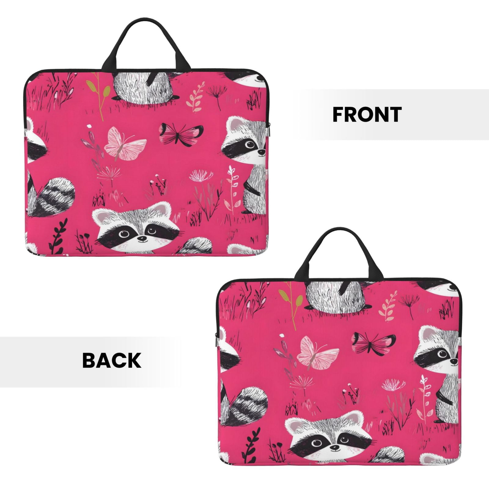 Laptop Sleeve Bag For Women Men 14inch Waterproof Durable Protective Computer Carrying Cover Handle Laptop Case Bag Chic Raccoon