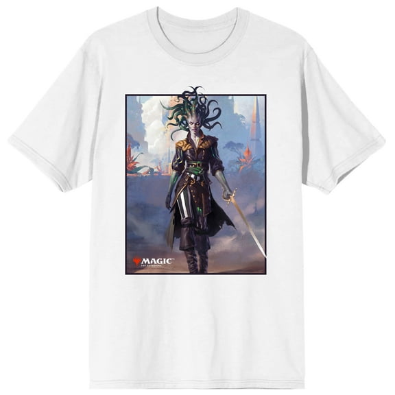 Magic The Gathering Woman With Sword Men's White T-shirt-Small