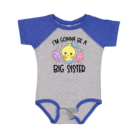 Inktastic Easter I'm Gonna Be a Big Sister with Purple and Pink Eggs Girls Baby Bodysuit