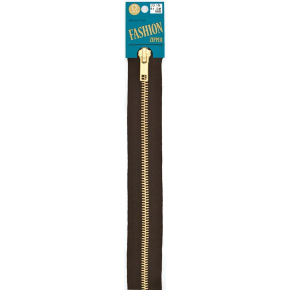 Coats Fashion Metal Brass Separating Zipper 18"-Cloister Brown - F25F 18-56B