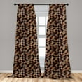thumbnail image 5 of Ambesonne Grunge Curtains, Antique Brown Toned Grid, Pair of 28"x63", Multicolor, 5 of 5