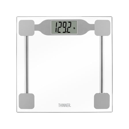 Thinner by Conair Scale for Body Weight, Digital Bathroom Scale in Clear Tempered Glass