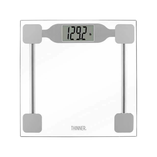 Báscula digital para baño Thinner by Conair para pesarse, de vidrio templado transparente