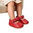 thumbnail image 4 of Oiyii Baby Girls Athletic Shoes Solid Leather Bow Adjustable Strap Soft Sole Sneakers, 4 of 4