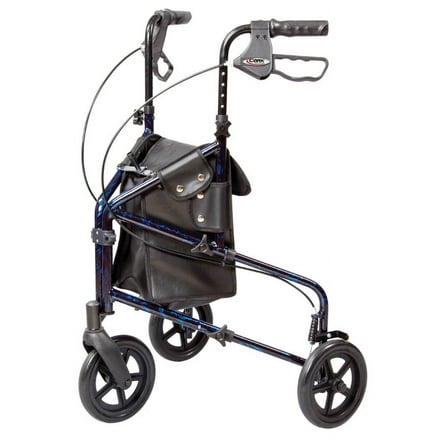 Carex Aluminium 3 Wheel Rollator Walker for Seniors, Height Adjustable Handles, 250 lb Capacity