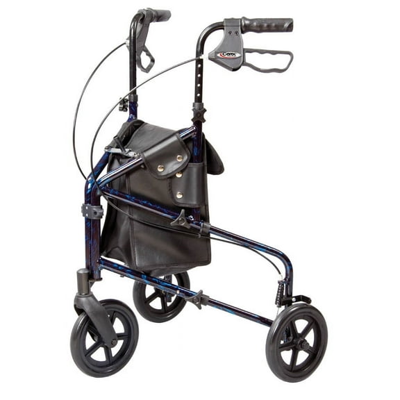 Carex Aluminium 3 Wheel Rollator Walker for Seniors, Height Adjustable Handles, 250 lb Capacity
