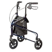 Carex Aluminium 3 Wheel Rollator Walker for Seniors, Height Adjustable Handles, 250 lb Capacity