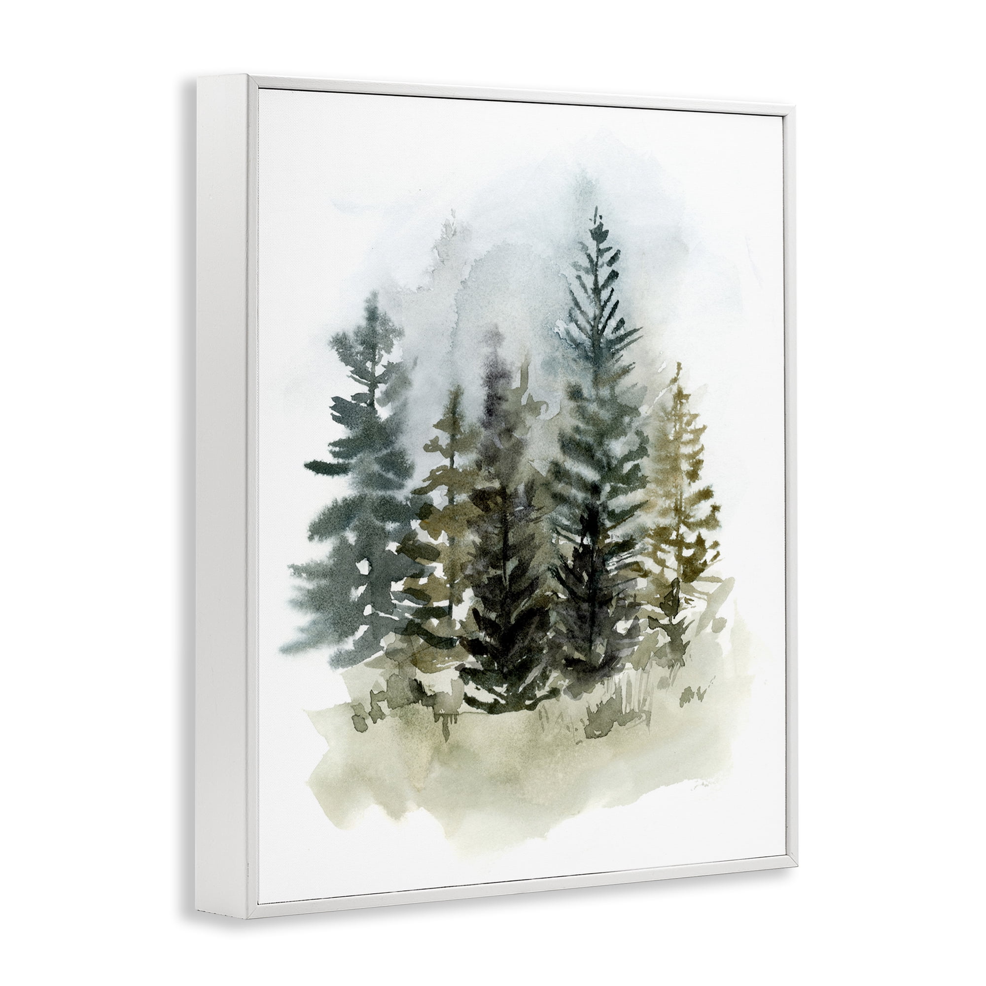 Stupell Industries Layered Woodland Trees Botanical & Floral Painting White Framed Art Print Wall Art, 11 x 14
