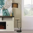 thumbnail image 3 of Teamson Home Floor Lamp USB Port & Wooden Table Black Modern Lighting VN-L00071B, 3 of 10