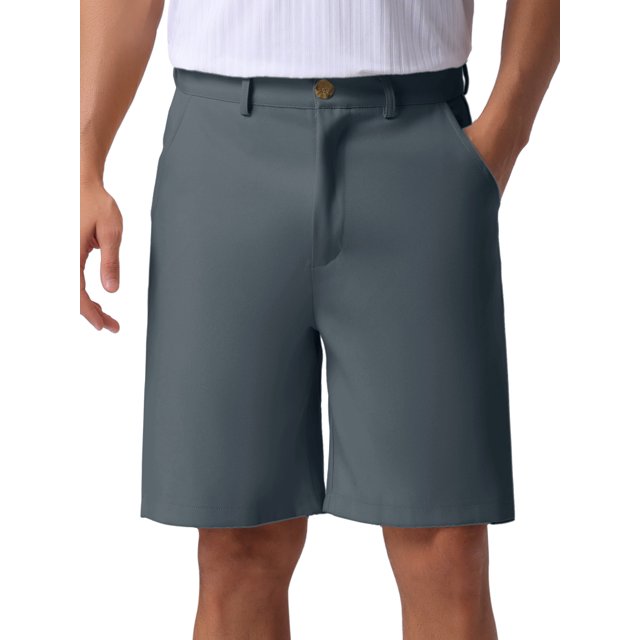 INSPIRE CHIC Pantalones cortos clásicos de chino ligeros de color sólido para hombres de verano, 36 gris