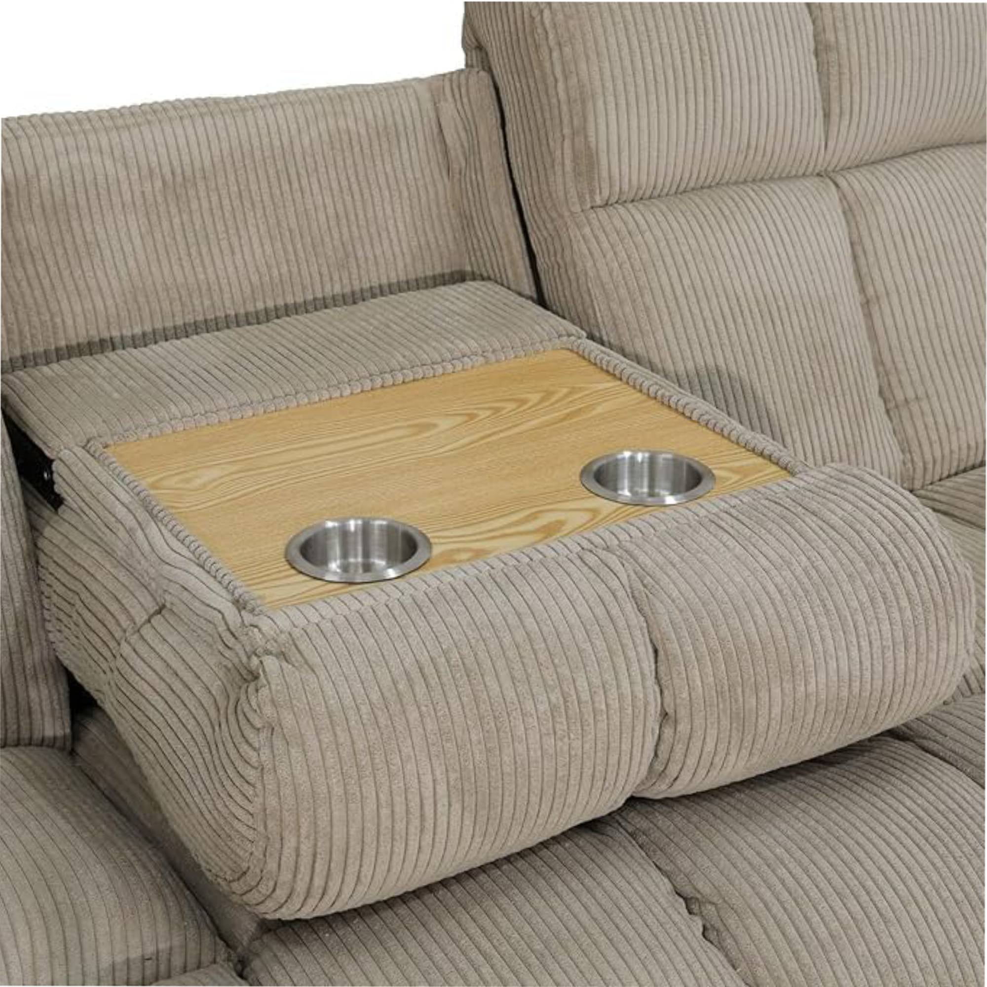 Manual Recliner Sofa, Overstuffed Recliner Couch with Cup Holder, Comfy Reclining 3 Seater Sofa for Living Room, Dark Brown
