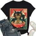 thumbnail image 5 of Womens Anime Cat Ramen Graphic T-Shirts Japanese Funny Graphic Short Sleeve Tees Kawaii Cat Anime Gifts Tops, 5 of 5