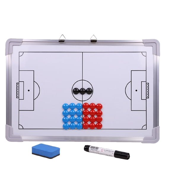 Tablero de fútbol de aleación de aluminio para colgar, para entrenamiento y práctica, con 27 imanes para nevera, 1 borrador y 1 rotulador (blanco).