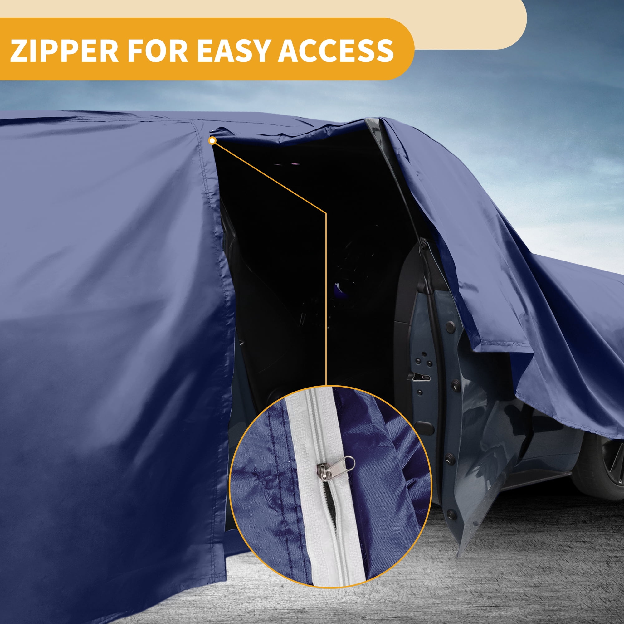 Unique Bargains Car Cover Aluminum Film Cotton Navy Blue 190.94"x74.8"x70.87"