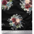 thumbnail image 1 of Soimoi Black Viscose Chiffon Fabric Leaves & Peony Floral Print Decor Fabric Printed By the Yard 42 Inch Wide, 1 of 3
