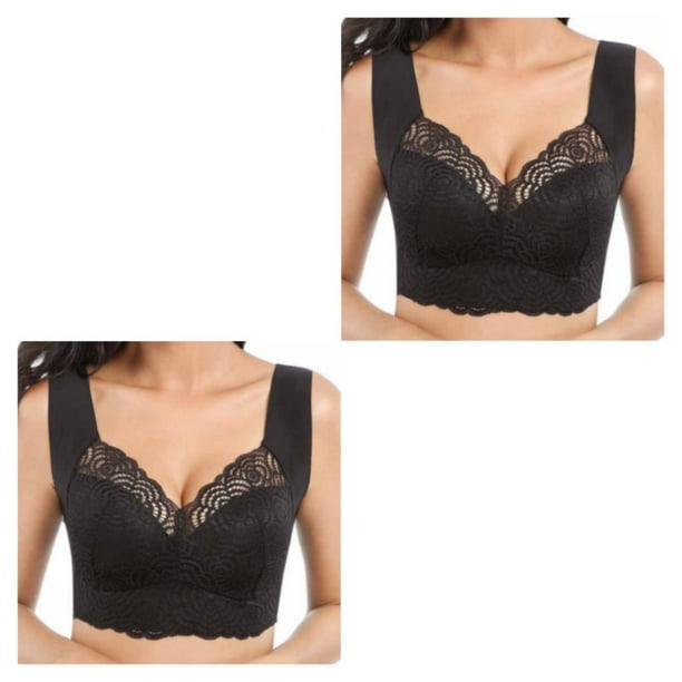 Sonducket Ropa interior para mujer con espalda de encaje La correa para el hombro ensanchada garantiza la estabilidad y la espalda deportiva sin 2XL 2Conjunto