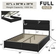 thumbnail image 3 of VanAcc Full Size Lift up Storage Bed Frame, Wooden Platform Bed Frame with Lifting Storage & Charging Station, No Spring Box Needed/Noise Free, Black, 3 of 8