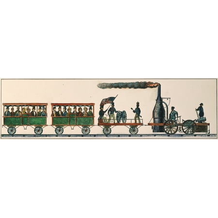 Best Friend Of Charleston Nfirst Locomotive Built In The United States 1830 For Regular Service Contemporary Colored Engraving Rolled Canvas Art -  (24 x (Best Built Engraving Machine)