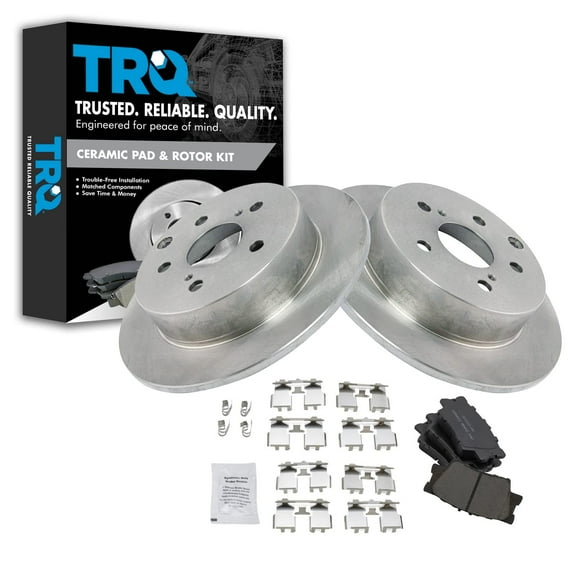 TRQ Rear Brake Pad & Rotor Kit Brake Pads Brake Rotor Ceramic Fits Select 2009-2010 Pontiac Vibe 2009-2013 Toyota Matrix