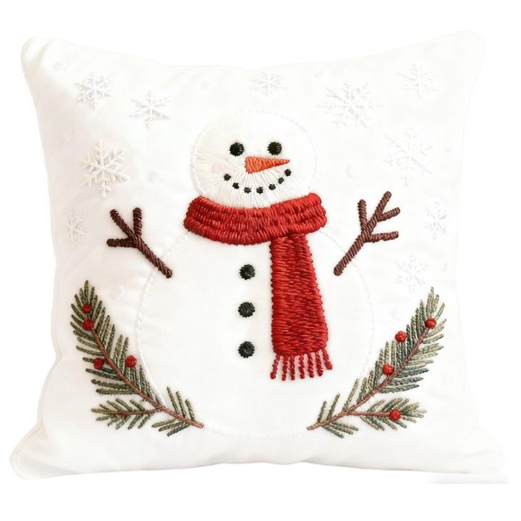 Funda de cojín de lino con estampado navideño - Funda cuadrada para el sofá, decoración del hogar, 18x18 pulgadas
