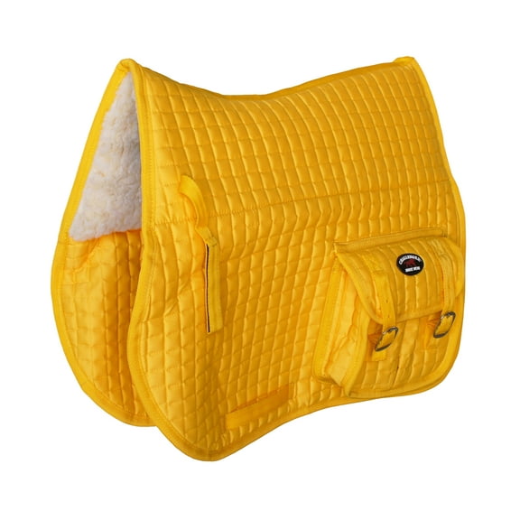 Horse Saddle Pad English Ausie Quilted Fleece All-Purpose Pockets Yellow 72144
