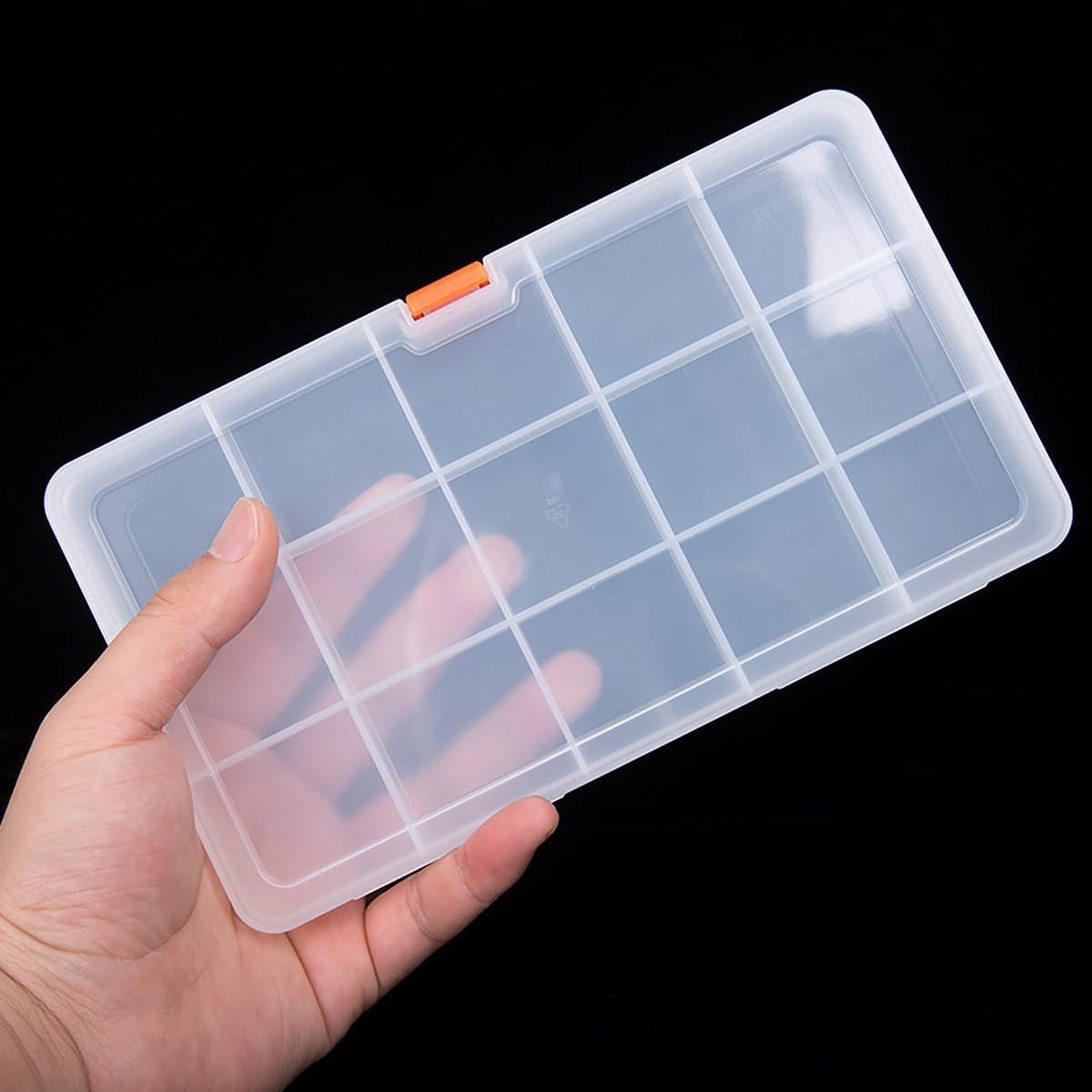 ABCISI 2 PCS Transparent Beads Storage Containers Box, Plastic Bead Organizers for Small Items and Other Craft Projects, Bead Rings Jewelry Display Organizer, Size 7.91 x 4.37 x 0.71 in (15 Girds)