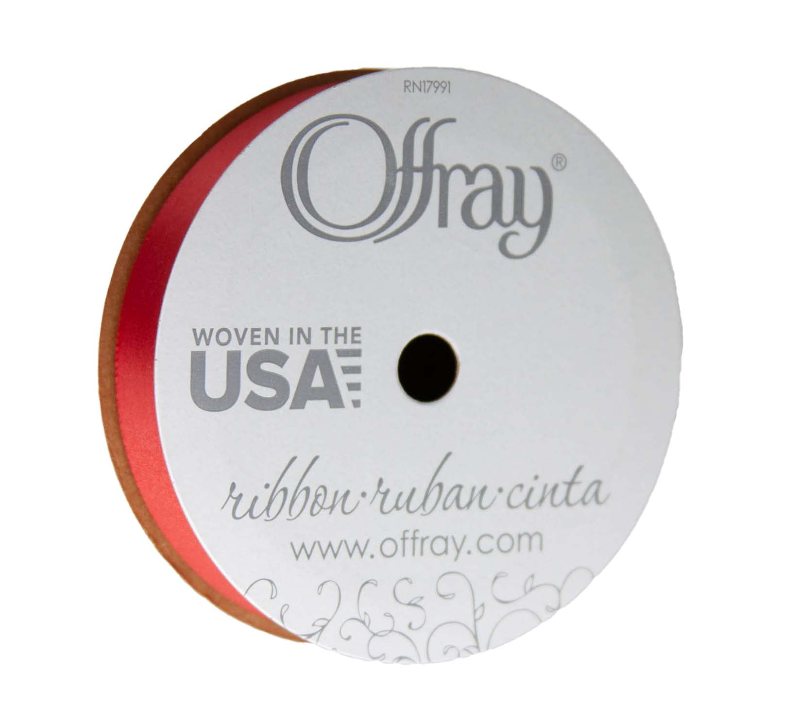 (3 pack) Offray Ribbon, Red 5/8 inch Single Face Satin Polyester Ribbon for Sewing, Crafts, and Gifting, 18 feet, 1 Each