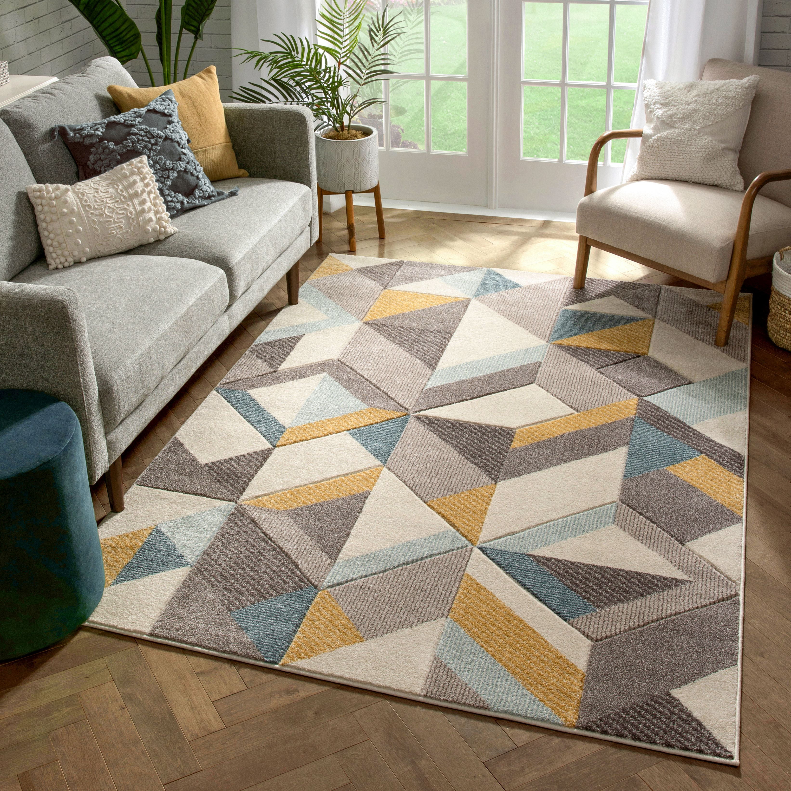 FH Home Outdoor Rug - Waterproof, Fade Resistant, Crease-Free - Premium  Recycled Plastic - Geometric - Patio, Porch, Deck, Balcony - Aztec - Yellow  