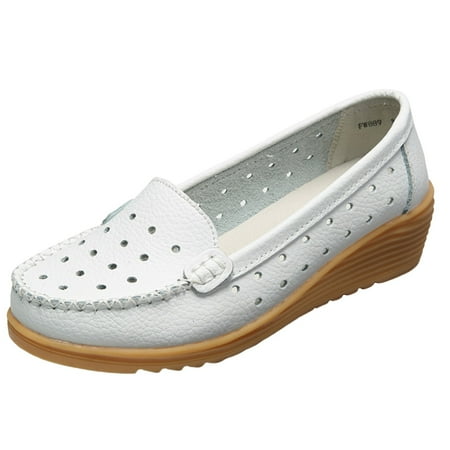 OJSFQUFP Womens Walking Shoes Women Casual Shoes Versatile Fashionable Hollow Out Casual Single Shoes Women Flat Bottomed Shoes Flats for Work White 41