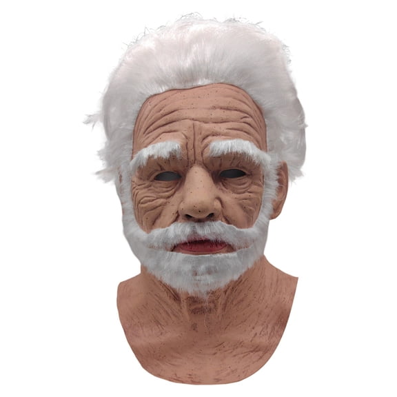 cbzote Halloween Face Grandpa Shaped with Wig Realistic Latex Man Hair Human Cosplay Tools Party Carnival Head Cover Decorations Adult
