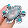 thumbnail image 2 of Natural Crack Crystal, Turquoise Gemstone 925 Sterling Silver Ring Size 9, 2 of 2