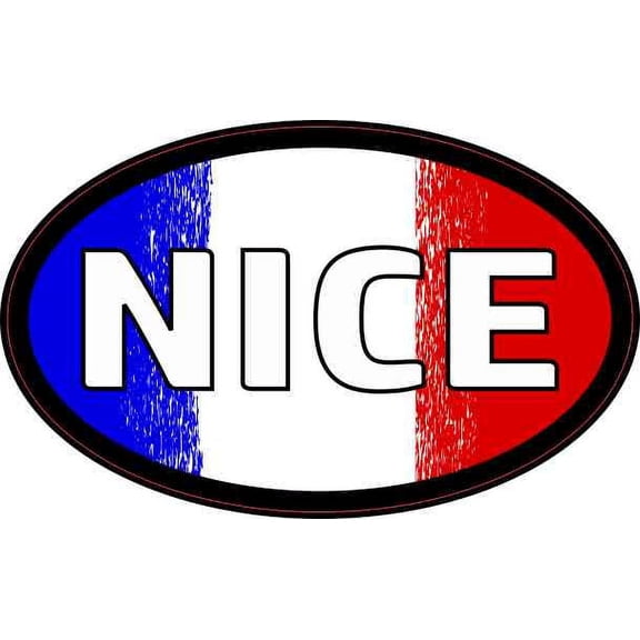 4in x 2.5in Oval French Flag Nice Sticker