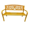 thumbnail image 1 of 50" Outdoor Metal Garden Bench Yellow Patio Chair Butterfly Backrest Design, 1 of 1