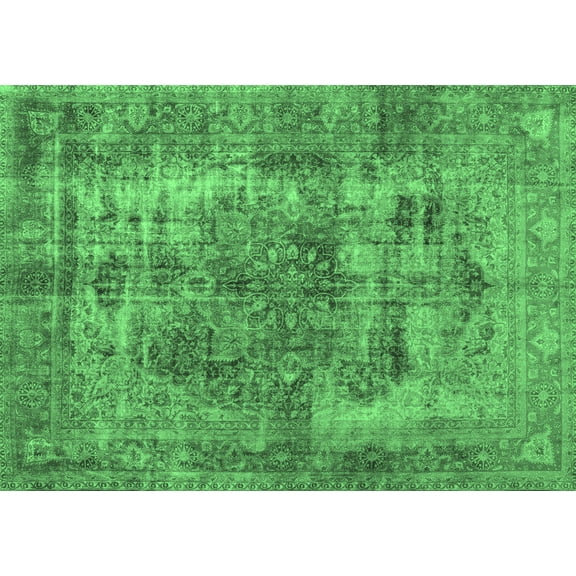 Ahgly Company Indoor Rectangle Persian Emerald Green Traditional Area Rugs, 5' x 7'