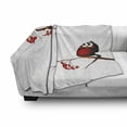 thumbnail image 3 of Rowan Soft Flannel Fleece Throw Blanket, Kids Themed Cartoon Style Birds on Branches Funny Happy Christmas Design, Cozy Plush for Indoor and Outdoor Use, 50" x 70", Red Black White, by Ambesonne, 3 of 6