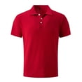thumbnail image 3 of XDZJLR Men's Polo Shirts Short Sleeve T Shirt Casual Solid Ribbed Holiday Shirts Tops Blouse Red L, 3 of 7