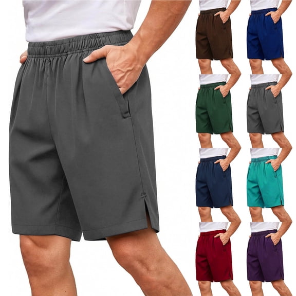 Havenre Men's Hiking Shorts Lightweight Outdoor Travel Golf Camping Side Slit Casual Shorts Elastic Waist Short Pants with Pockets Brown M
