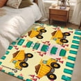 thumbnail image 5 of 2.7x5 Washable Area Rug, Cartoon Caravans Non-Slip Rectangle Rug for Bedroom Bedside, Hookups Roadblocks Stars Green Border Indoor Floor Mat for Home Decor, 5 of 9