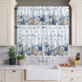 thumbnail image 2 of Blue Ocean Curtain Valances Set Seas The Day Eucalyptus Leaf Starfish Coastal Kitchen Curtains 36&nbsp;inch Length Rod Pocket Valance and Tiers 3 Piece Set Small Bedroom Bathroom Laundry Decor, 2 of 9