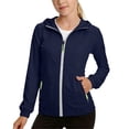 thumbnail image 4 of DJDLJWCJ Boys Lightweight Jacket with Hood Long Sleeve Windbreaker Softshell Zip Up Jacket Solid Color Rain Jacket Navy Size 5-6Years, 4 of 10