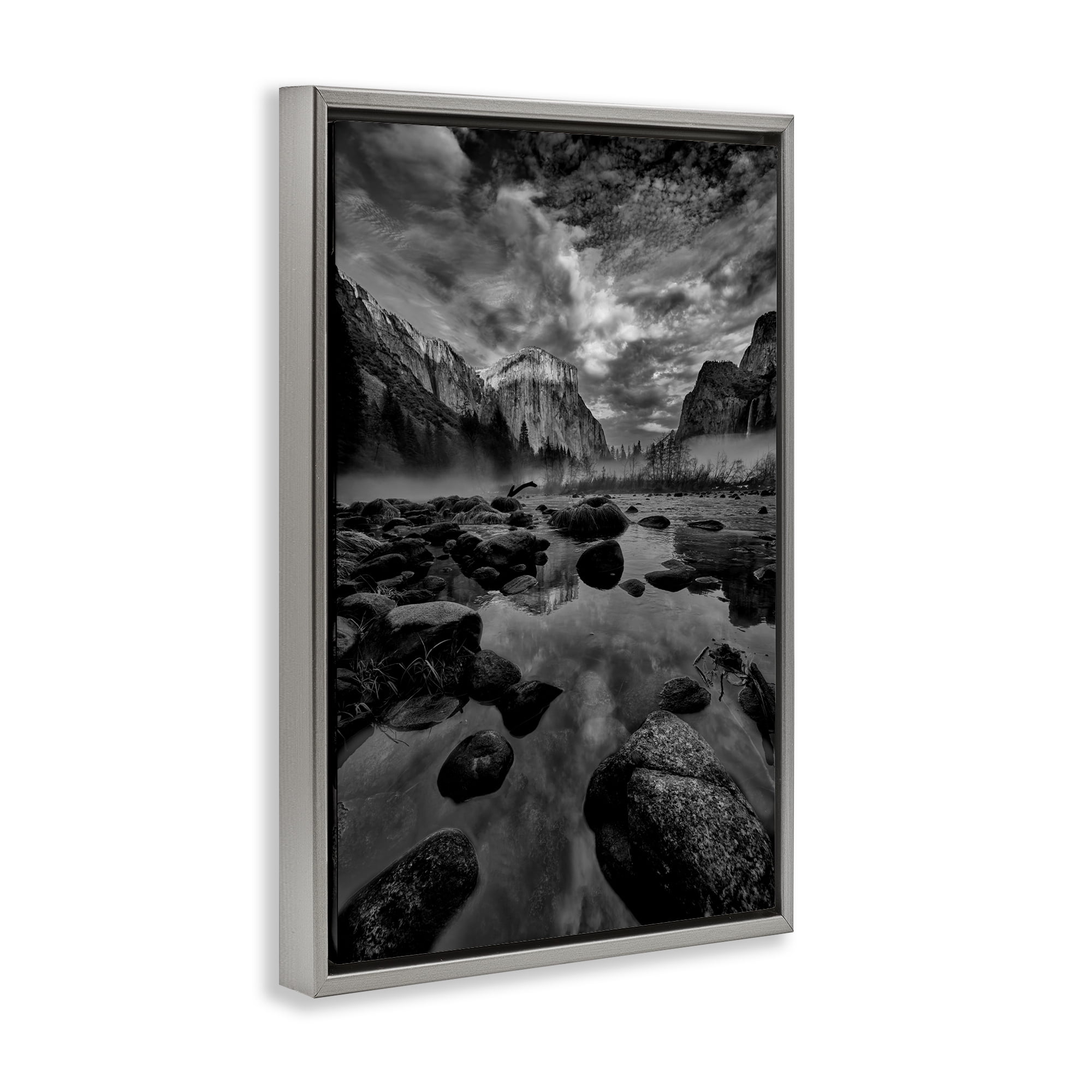 Stupell Industries Morning in Yosemite Valley Gray Framed Floater Canvas Wall Art, design by Jon Evan