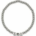 thumbnail image 2 of Stainless Steel Antiqued And Polished I Heart U Stretch Bracelet Made In China -Jewelry By Sweet Pea, 2 of 6