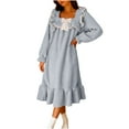thumbnail image 7 of hotojiny Fleece Nightgowns for Women Soft Comfy Sherpa Plush Long Sleeve Bow Sleep Dress Ruffle Hem Flannel Loungewear for Winter, 7 of 7