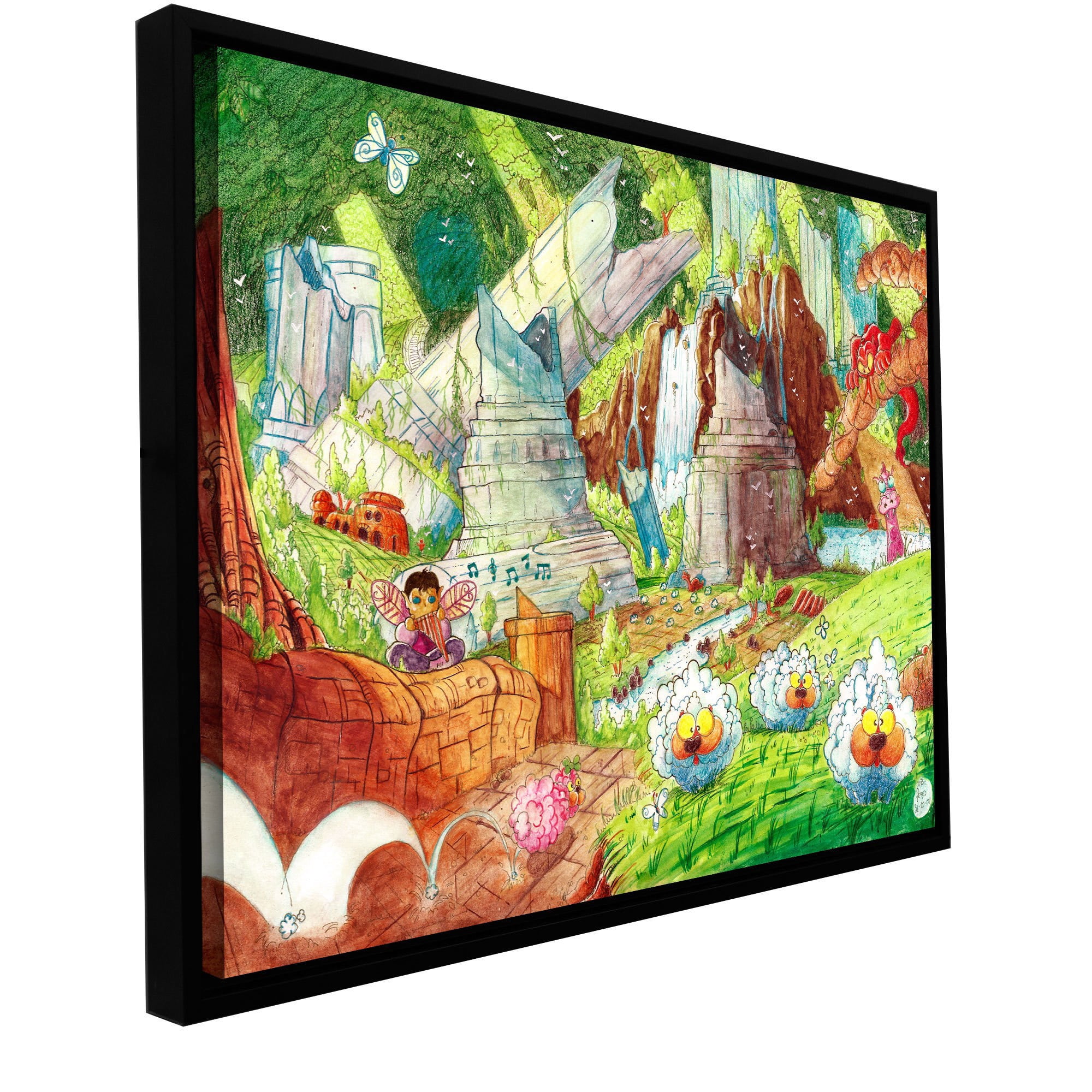 Luis Peres "Sheep Forest" Floater-Framed Gallery-Wrapped Canvas