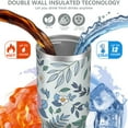 thumbnail image 3 of Floral 30oz Handheld Travel Tumbler with Handle – Double Wall Stainless Steel Insulated Cup, Flip Straw Lid, Leak-Proof & BPA-Free, Durable Hot & Cold Drink Mug,Thanksgiving, Xmas, Spring ,Flower, 3 of 6