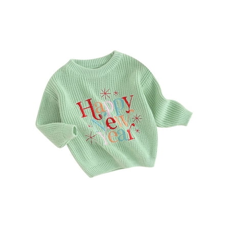 

Bagilaanoe Newborn Baby Girl Boy New Year Clothes Knitted Sweater Long Sleeve Letters Embroidery Pullover 3M 6M 9M 12M 18M Infant Warm Jumpers Tops Fall Loose Knitwear