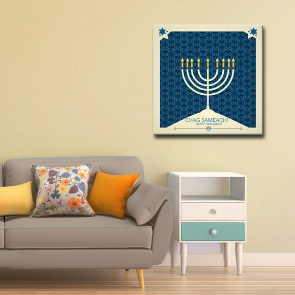 Crafted Creations Chag Sameach Hanukkah Canvas Wall Art - 20" x 20"
