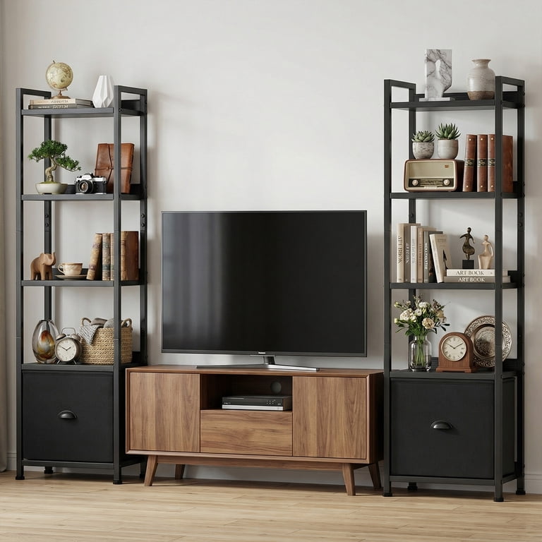 Edx 55-Inch Tall 5-Tier Bookshelf With Drawer, Black photo 2