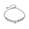 thumbnail image 2 of Momihoom Stainless Steel Heart Charmed Beaded Adjustable Size Strand Party Wedding Statement Bracelet, 2 of 8