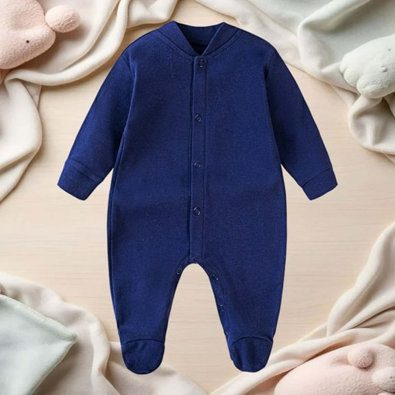 MEZZALL Toddler Jumpsuit Soft Bodysuit Front Snap Closure Home Wear Baby Boys Full Onesie With Built In Mittens And Non- Socks For Comfort Warmth Lovely Long Sleeve O-Neck Spring Child One-Pieces